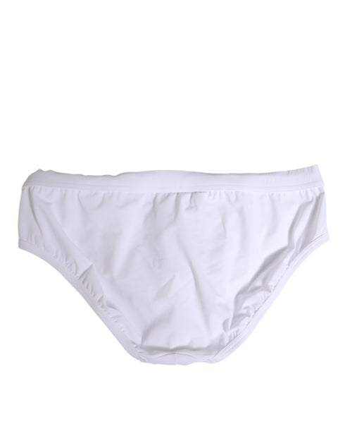 Dolce & Gabbana White Drawstring Men Beachwear Brief Swimwear